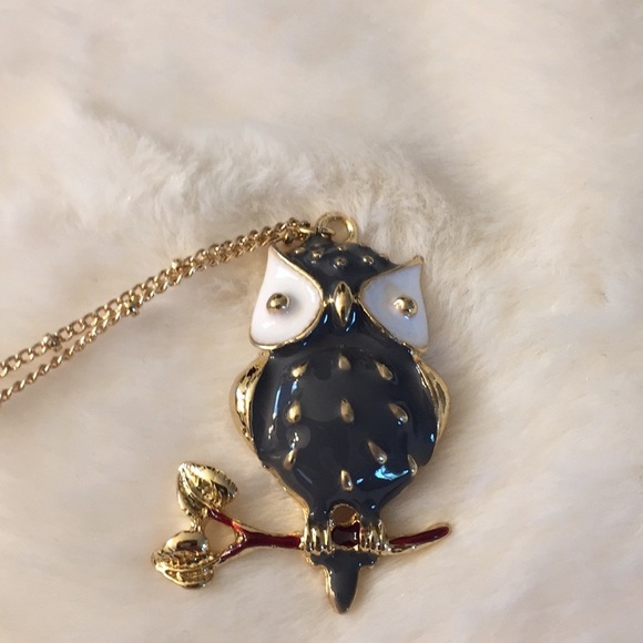 3/$15 faux gold gray owl necklace. NWT. - Picture 2 of 6